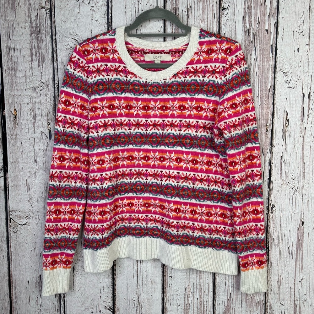 LOFT‎ Fair Isle Women’s Colorful Knit Sweater SZ Medium *May Fit Small* Pullover